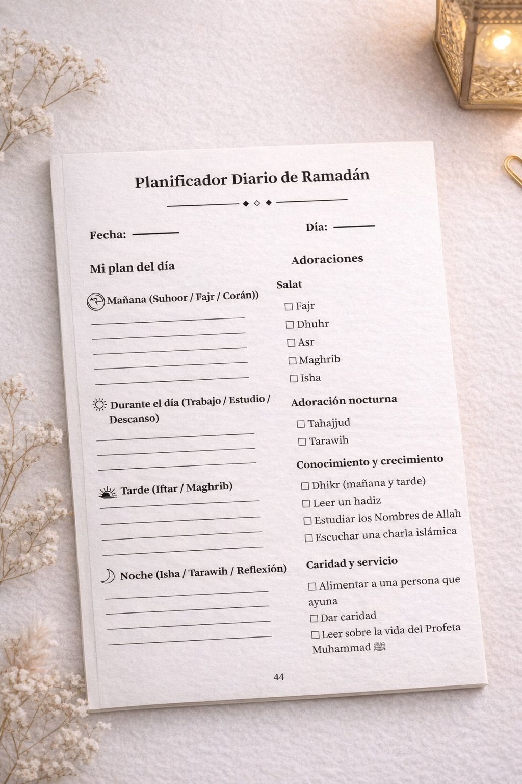 Ramadan Planner 2026 -  Español (Descarga Digital)